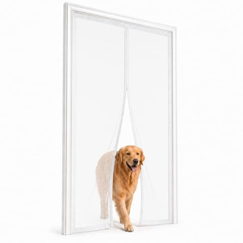 Rideau De Porte Anti Mouche Blanc 115×208cm Filet Moustiquaire Resistant Pour Porte Et Balcon pour Cadres en Bois PVC et Metal