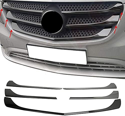 OMAC Kühlergrill Leiste Grillleisten kompatibel mit Mercedes Vito W447 2014-2019 Chrom Dunkel 5x