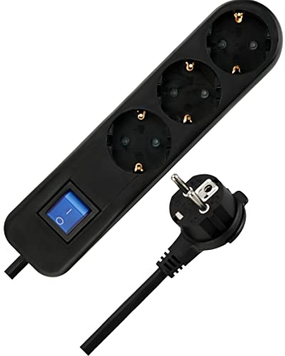 REV Steckdosenleiste Ice - Mehrfachsteckdose 3-Fach, 3680W, 1,4m, schwarz