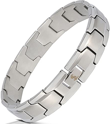 Smarter LifeStyle Elegantes Herren-Armband aus chirurgischem Stahl mit breitem Gliederarmband, 4 Farben zur Auswahl - Silber