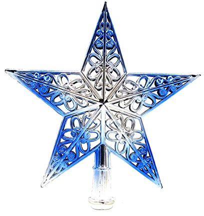 Toruiwa Weihnachtsbaum Stern Hollow Weihnachtsbaumspitze Baumspitze Baumschmuck Baum Stern Topper Weihnachten Deko (Blau)