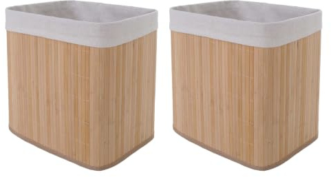 Mendler 2er-Set Aufbewahrungskorb HWC-C21 Bambus 33x33x23cm - natur | Korb, Aufbewahrungsbox, Ordnungsbox, Sortierbox, Regalkorb