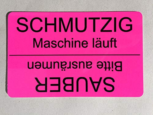 Schild für Spülmaschine 8,6 cm x 5,4 cm Sauber Bitte ausräumen Schmutzig Maschine läuft Magnetschild Küche Haus Wohnung Büro Firma Praxis Zubehör (neon pink)