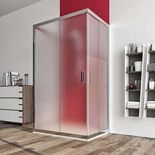 Box doccia cabina 3 tre lati 80x120x80 cm porta scorrevole vetro anticalcare opaco 6mm. Palma