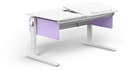 moll Champion Right Up, höhenverstellbarer Kinderschreibtisch für Jungen und Mädchen, ergonomisch und mitwachsend, zeitloses Design, Korpus Weiß - Seiten Flieder, 121 x 72 x 53cm