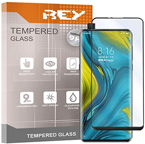 REY 2X Protector de Pantalla 3D para XIAOMI MI Mix 3, Negro, Protección Completa, 3D / 4D / 5D