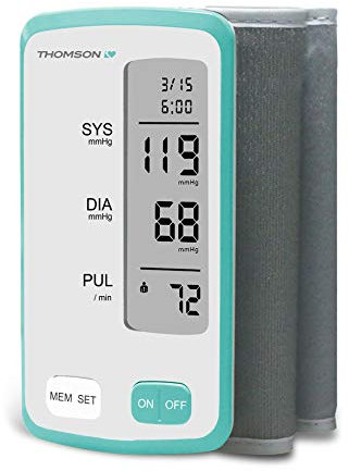 THOMSON Cardio A9 Tensiomètre bras sans fil, pour toutes tailles, naturellement positionné, mesure extra fiable, détection d’arythmies cardiaques, CE médical, enregistré ANSM