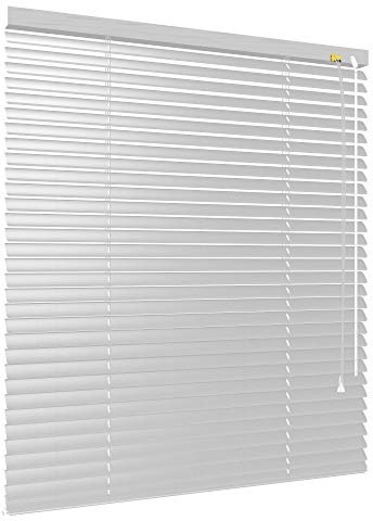 Alu Jalousie viele Größen und Farben Aluminium Lamellen Rollo Faltrollo Jalousette Wandmontage Deckenmontage Tür Fenster Sonnenschutz Sichtschutz Blendschutz Hitzeschutz (140 x 160 cm, Silber)