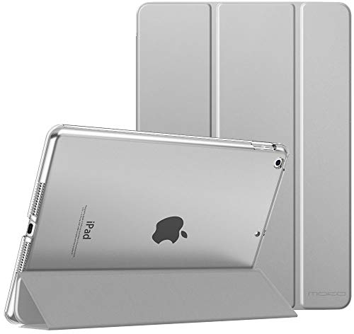 MoKo Custodia per iPad di 9a generazione 2021/8a generazione 2020/7a generazione 2019, iPad 10.2, custodia sottile con supporto e protezione posteriore satinata traslucida, argento (accensione e
