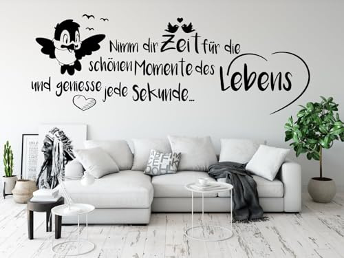 tjapalo® pk224 Wandtattoo nimm dir Zeit für die schönen Momente wandtattoo wohnzimmer spruch zitate Wandsticker Flur und Diele, Farbe: Schwarz, Größe: B180xH58cm