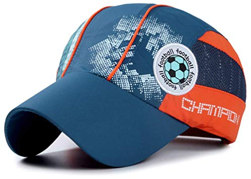 Baseballmütze Mit Fußball-Muster Schnelltrocknend Baseball Kappe Outdoor Sport Snapback Cap Mesh Atmungsaktiv Sonnenhut UV Schutz Schirmmütze Jungen Mädchen Schüler Sommerhut Kappenumfang 52-54cm