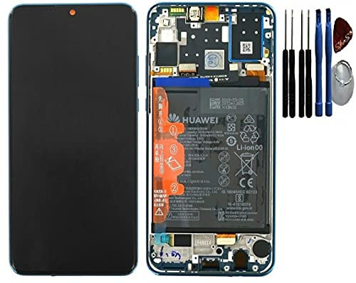 Original Touchscreen Bildschirm LCD Display mit Rahmen Blau für Huawei P30 Lite & Akku
