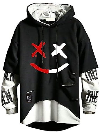 Hello MrLin Men's Techwear Hip Hop Hoodie Japanese Streetwear Patchwork Urban Jumper