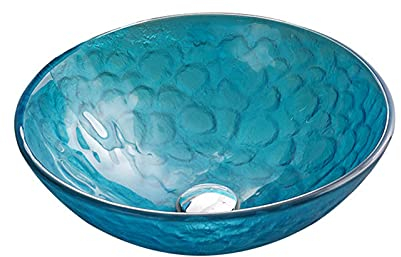 Conjunto Cuenca del Cielo Azul De Cristal Templado Cuenca Fregaderos, Embarcación De Lavado De Cristal del Lavabo Cuenca del Contador Encima,1 Accessory