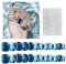Andiker Press on Nails, False Nails Square Deep Ocean Glitter UV Gel False Medium Length Cute Artificial Fake Nails with Nail Glue Glossy and Reusable Full Cover Wear Nail for Women (Ocean)