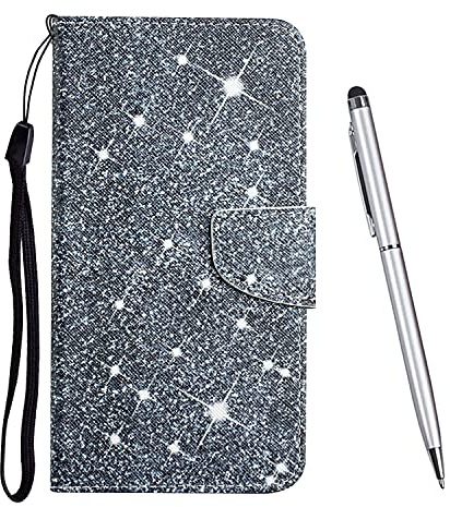 TOUCASA Hülle für Samsung Galaxy A50, Flip Leder Brieftasche Schutzhülle mit 2 Kartenhalter Slots [Magnet] [Stand] Handyhülle, TPU Stoßfeste Klapphülle Schutz Lederhülle mit Muster (Bling-Glitzer)