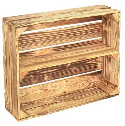 CHICCIE Holzregal Schmalhanz 50x40x15cm - Hell Geflammt 1x Langes Regal (2, Hell Geflammt)