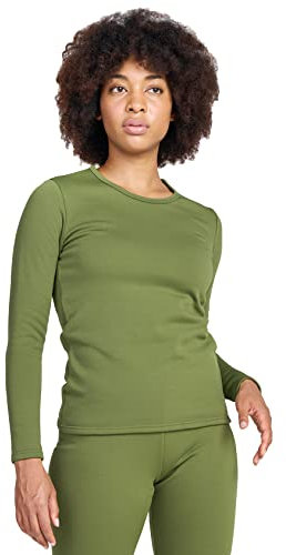 LAPASA Damen Innenfleece Thermo Unterhemd, Thermounterwäsche Oberteil Funktionsunterwäsche, L42 Grün, 300 Extra warm, M