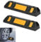 YRHome 2er Radstopper Parkplatzbegrenzung Anfahrschutz Radstopp-Parkbegrenzung Parkplatz-Markierung Gummi Garagenstopper Anfahrschutz 60x12x10 cm Reflektierende Streifen für Garagen Parkplätze