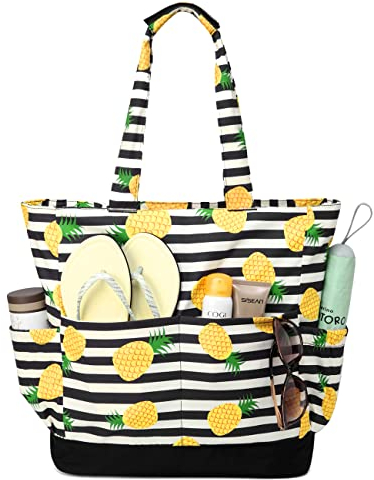 VASCHY Unisex EUVABG173SP Strandtasche, Gestreifte Ananas C