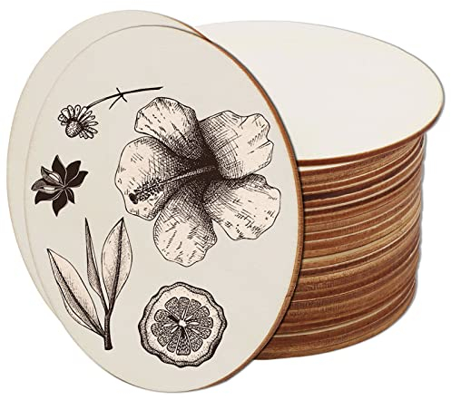 Disques en Bois, 30 Pièces Disques en Bois Ronds, pour Peinture, Bricolage,Décoration, Sous Verres, Artisanat, Diamètre 10 cm