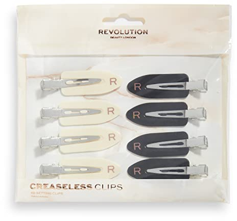Revolution Beauty London, Creaseless Hair Clips, Black and Cream, x8 Clips