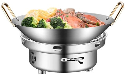 Joyivike Spirituskocher Campingkocher Set Mit Topf Für Innenräume, Outdoor Edelstahl Spiritus Kocher, Hot Pot, Alkohol Herd Kochtopf Set Für 2–4 Personen Camping