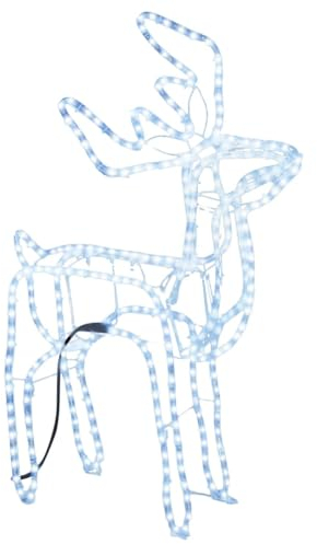 vidaXL Figura de Reno de Navidad, Luces Navideñas Decorativas, Decoración Adorno de Navidad, Iluminaciones para Hogar Exterior, Blanco Frío