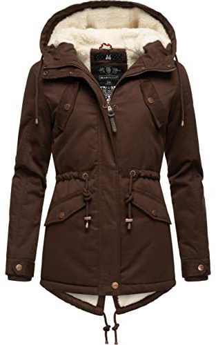 MARIKOO Damen warme Winterjacke mit kuscheliger Verstellbarer Kapuze Manolya Dark Choco Gr. XL