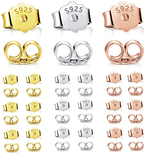 Hyxodjy 18 Stück Ohrring Verschluss, Schmetterling Verschluss, 925 Sterling Silber, Gold