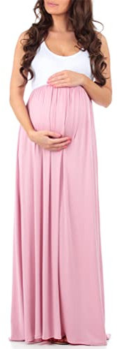 ORANDESIGNE Abiti Premaman Estivi Lunghi Cerimonia Vestiti Gravidanza Donna Eleganti Abbigliamento Foto Abito Lungo Fotografia Abito Manica Corta Allattamento Elegante A Rosa L