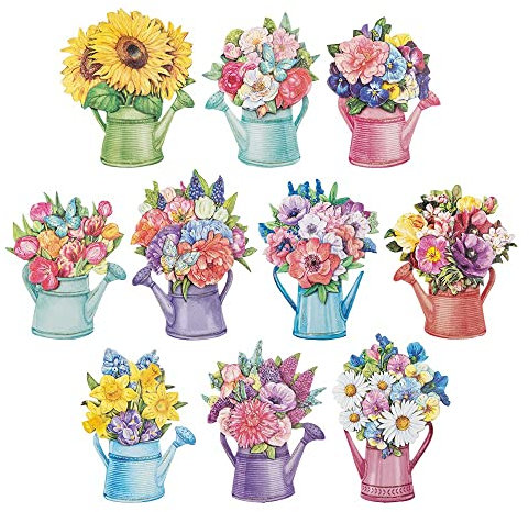 Ideen mit Herz 3-D Motive, ausgestanzt, ca. 7-10 cm, 10 Stück im Beutel | Bilder zum Basteln & Dekorieren | Grußkarten selber machen | Bildmotive für Scrapbooking & DIY-Deko (Blumen in Kannen 02)