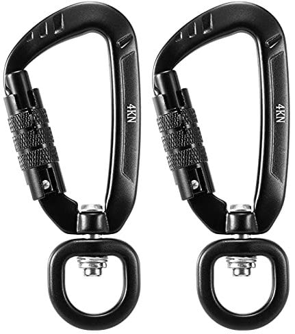 ERYUE Drehbarer Karabinerhaken 360° Spinner - 2 Stück Selbstsperrende Kleine Karabiner 4KN