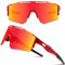 DUDUKING Sonnenbrille Fahrradbrille Herren Damen,Wassertransferdruck Sportbrillen Radsport Brillen für Outdoorsport Radfahren Laufen Golf UV 400 Schutz Baseball Brille (Rot)