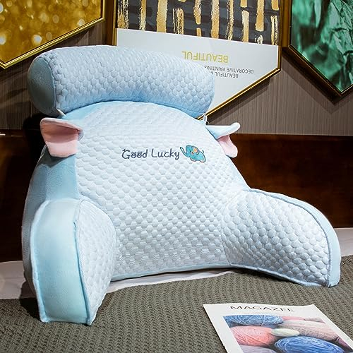 LANPEW Cuscino da lettura con memory foam schiacciato con cuscino cervicale rimovibile,ideale come supporto per la schiena per leggere,Adatto ai minori(65 * 45cm,velluto di fagioli blu)