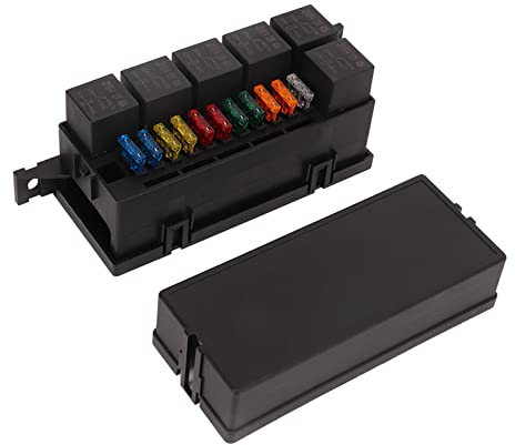 Sicherungs- und Relaiskasten, Sicherungs-Crimp-Klemmenkasten, Relais-Crimp-Klemmenkasten, 6 Relais 11 ATC ATO Sicherung, Wasserdichter Relaisblockkasten für Auto, Yacht, Boot
