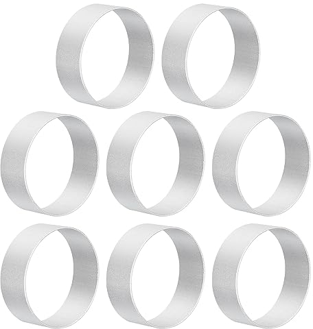 sourcing map 8pcs Round Cookie Cutter, Aluminum Alloy Circle Biscuit Cutters Metal Cookie for Making Cake Fondant Biscuit, Silver