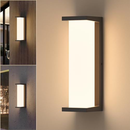 Coinmit 36W LED Außenwandleuchte, 3000K, 3500LM, IP65 Wasserdichte Wandlampe für Innen und Außen, Balkon, Terrasse, Eckige Wandleuchten, Schwarz