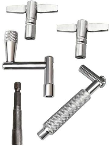 Jiayouy 5 Stück Square Lug Drum Tuning Schlüssel mit kontinuierlicher Bewegung Geschwindigkeit Schlüssel Percussion Hardware Werkzeug für Schlagzeug Zubehör verchromt