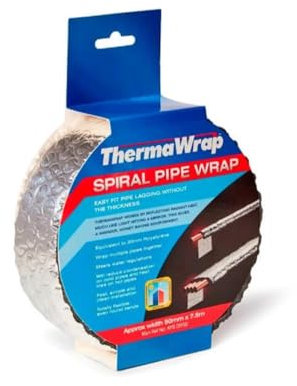 Thermawrap Pipe Wrap Insulation 50mm x 7.5m, Reflective Insulating foil Lagging (1)