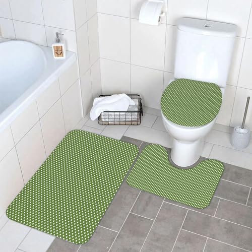 SOYDAN Dreiteiliges,Badezimmer Badematte Anti-Rutsch Badematte Set Waschbar Geruchlos Badematte Set, Nahtlose Punkte, bunter Hintergrund und Tapete