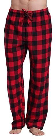 Neu – 2024 Mode Herren Casual Plaid Sport Plaid Pyjama Hose Pyjamahose Nachtwäsche Buffalo Plaid Pyjama Anzug Jogger für Männer, Burgunderrot, L