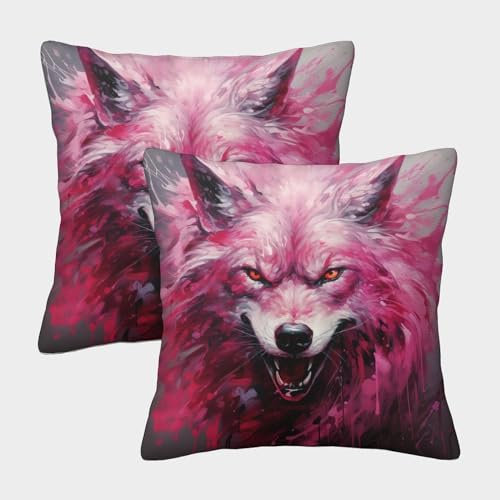 ChengzeTCo Bully Anime Wolf Bunt Gedruckt Bequemes Kissen Fall Kissenbezug Für Couch Wohnzimmer Dekoratives Kissen Geschenk Wurf 40x40cm,Packung Mit 2