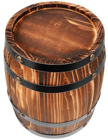 Wood Wine Barrel, Oakes Aging Barrels Whiskey Barrel Bucket Vintage Flower Planter Container Water Wishing Well Pail for Home Kitchen Bar Summer Party Decor A