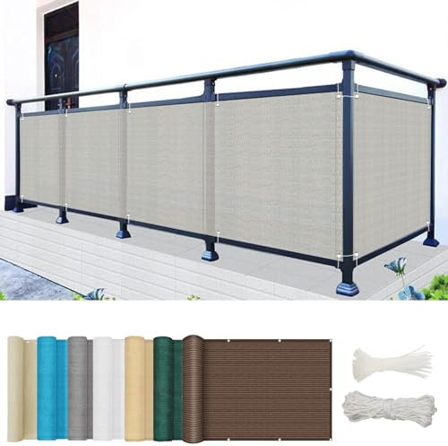 GAIFNAG Brise Vue Balcon sur Mesure 100 x 300 cm Couverture de Confidentialité, Brise Vue Rétractable, Paravent de Balcon 220G/㎡,Protection UV,Protection de La Vie Privée pour Jardin Terrasse, Gris