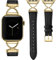 CeMiKa Lederarmband Kompatibel mit Apple Watch Armband 41mm 40mm 38mm 42mm Frauen, Schlankes Echtlederband mit X-Shape Metall für iWatch Series 10 9 8 7 6 5 4 3 2 1 SE, Schwarz/Gold