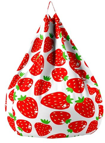 Odot Sitzsack, Obstdruck, Sitzsack Bezug, Sitzsack Bezug Ohne Füllung, Komfortabler Abnehmbarer Bean Bag, Outdoor Sitzsack für Indoor Outdoor Living Room Decor (XL(100x120cm),Erdbeeren)