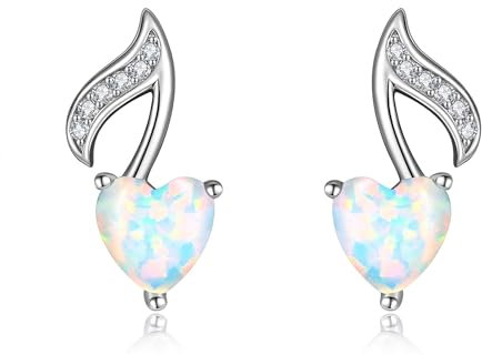 Musik Ohrringe Sterlingsilber Musiknoten Ohrstecker mit Opal für Frauen Musikschmuck für Frauen
