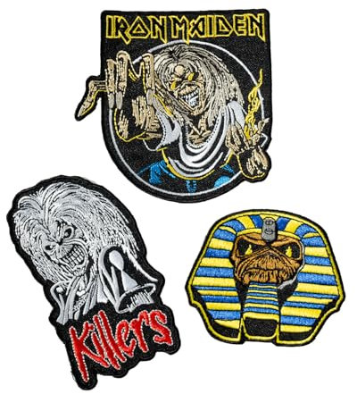 Grupo Erik Set of 3 Patches - Iron Maiden Merchandise | Iron On Patches, Sew On Patches, Applique Patches for Clothing, Embroidery Patches for Backpacks | Gifts Under 15 Pounds