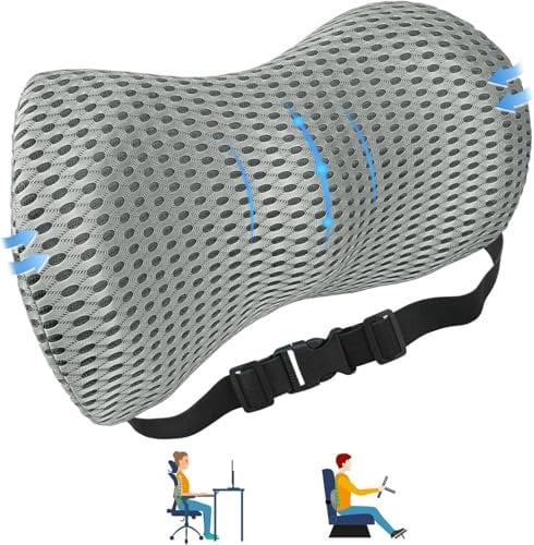 AgoKud Lendenkissen, Memory Foam Lendenwirbelstützkissen für Bürostuhl und Autositz, Rückenkissen mit Verstellbarem Gurt, Ergonomisches Design für Lendenwirbelbett, Linderung von Rückenschmerzen
